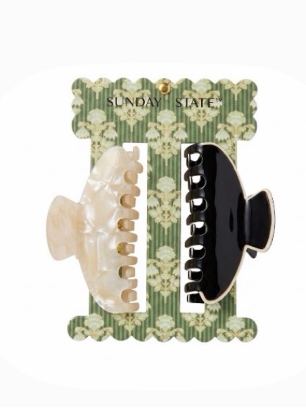 NWT ⚜️🖤⚜️ Sunday State Black & Cream Hair Claw Clips Set of 2